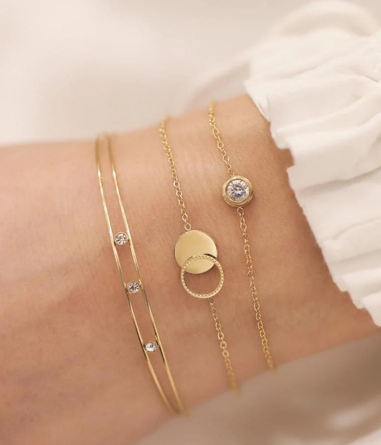 Cantor-Armband mit Ringen und Kristallen - Gold