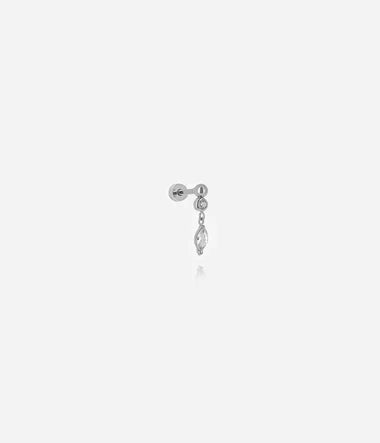 Zag Bijoux Upper Lobe Piercing Jamaika Silber mit Zirkonia Stein weiß 5mm