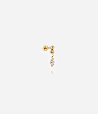 Zag Bijoux Upper Lobe Piercing Jamaika Gold mit Zirkonia Stein Weiß 5mm