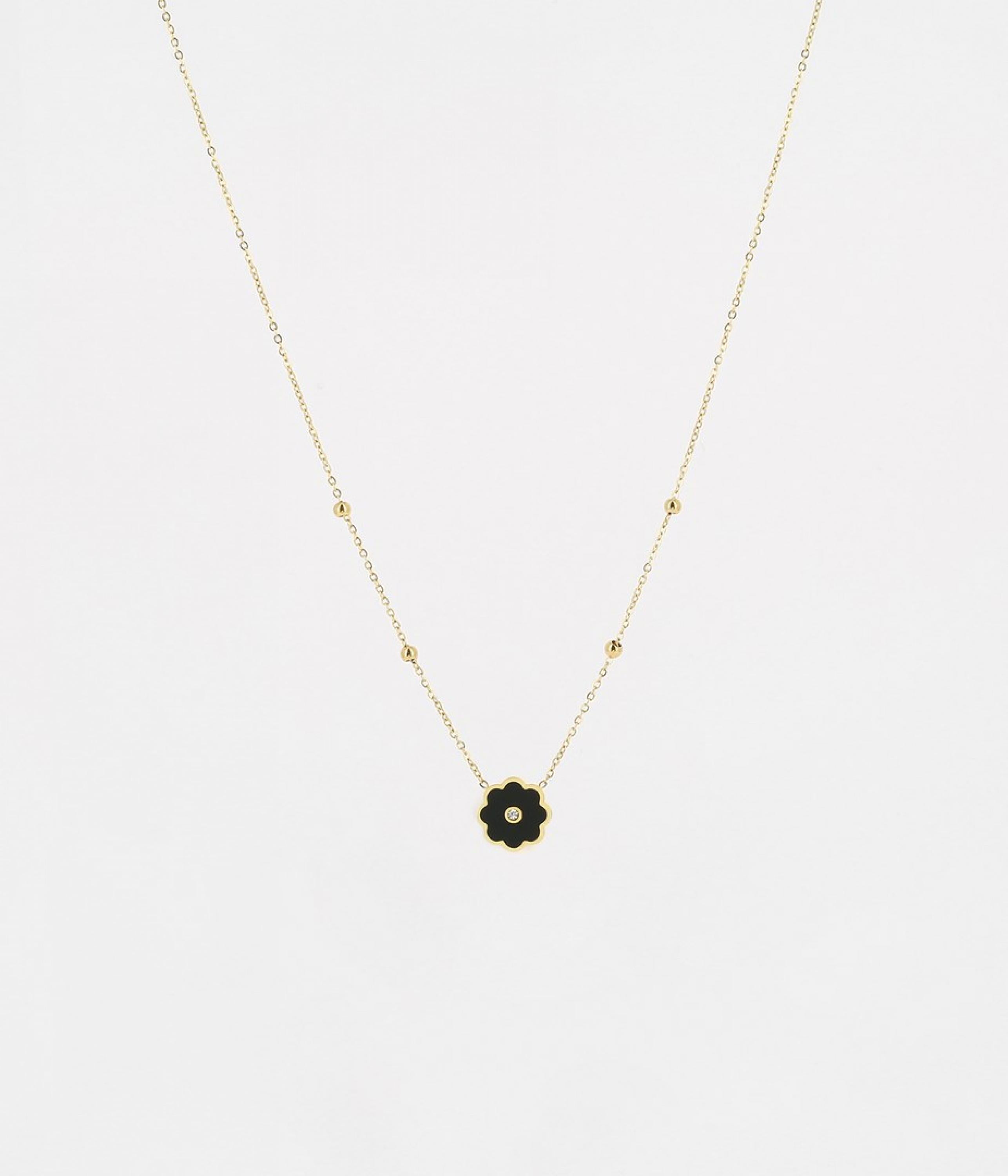 Zag Bijoux Kette Fleur gold/schwarzer Onyx/Zirkoniensteine