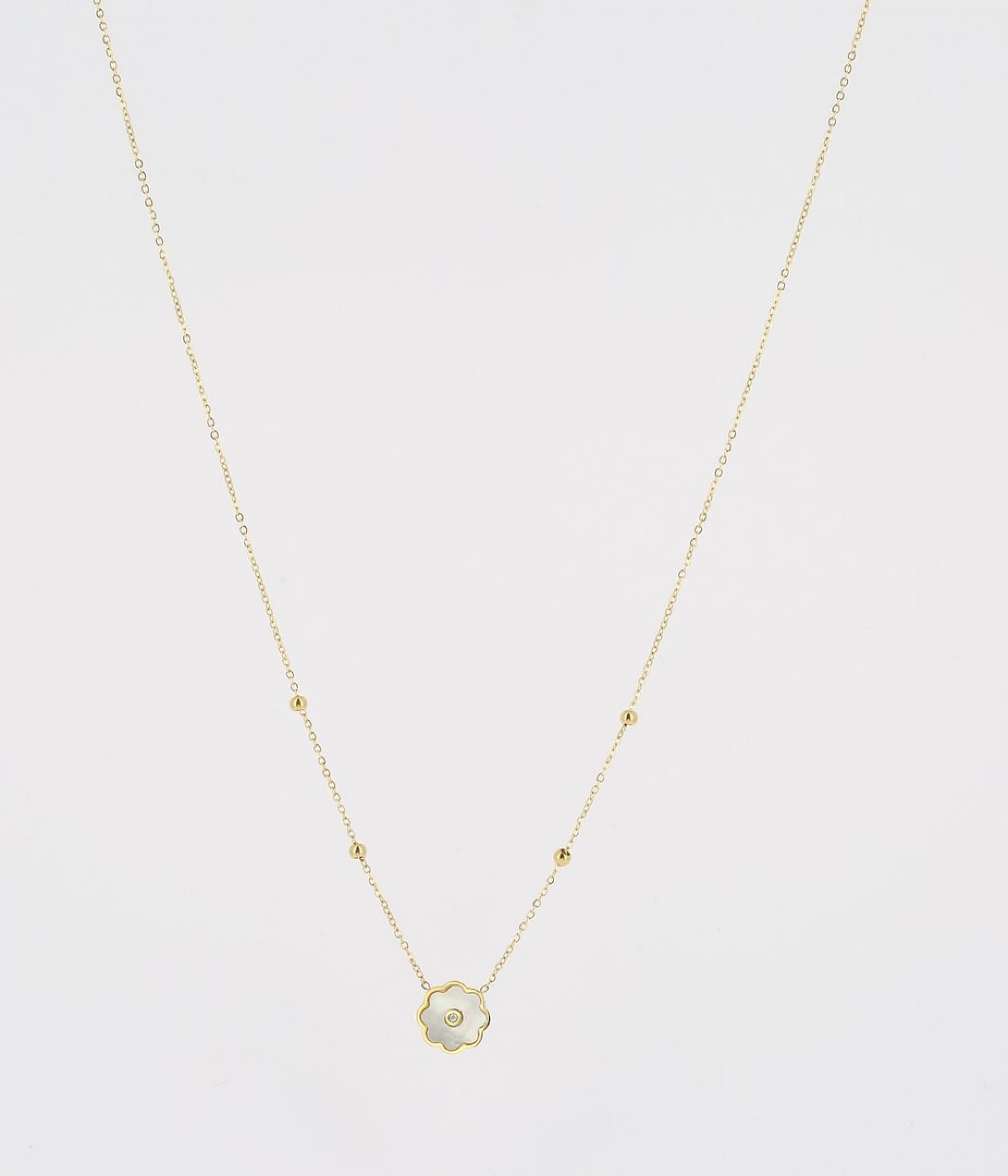 Zag Bijoux Kette Fleur gold/Perlmutt/Zirkoniensteine