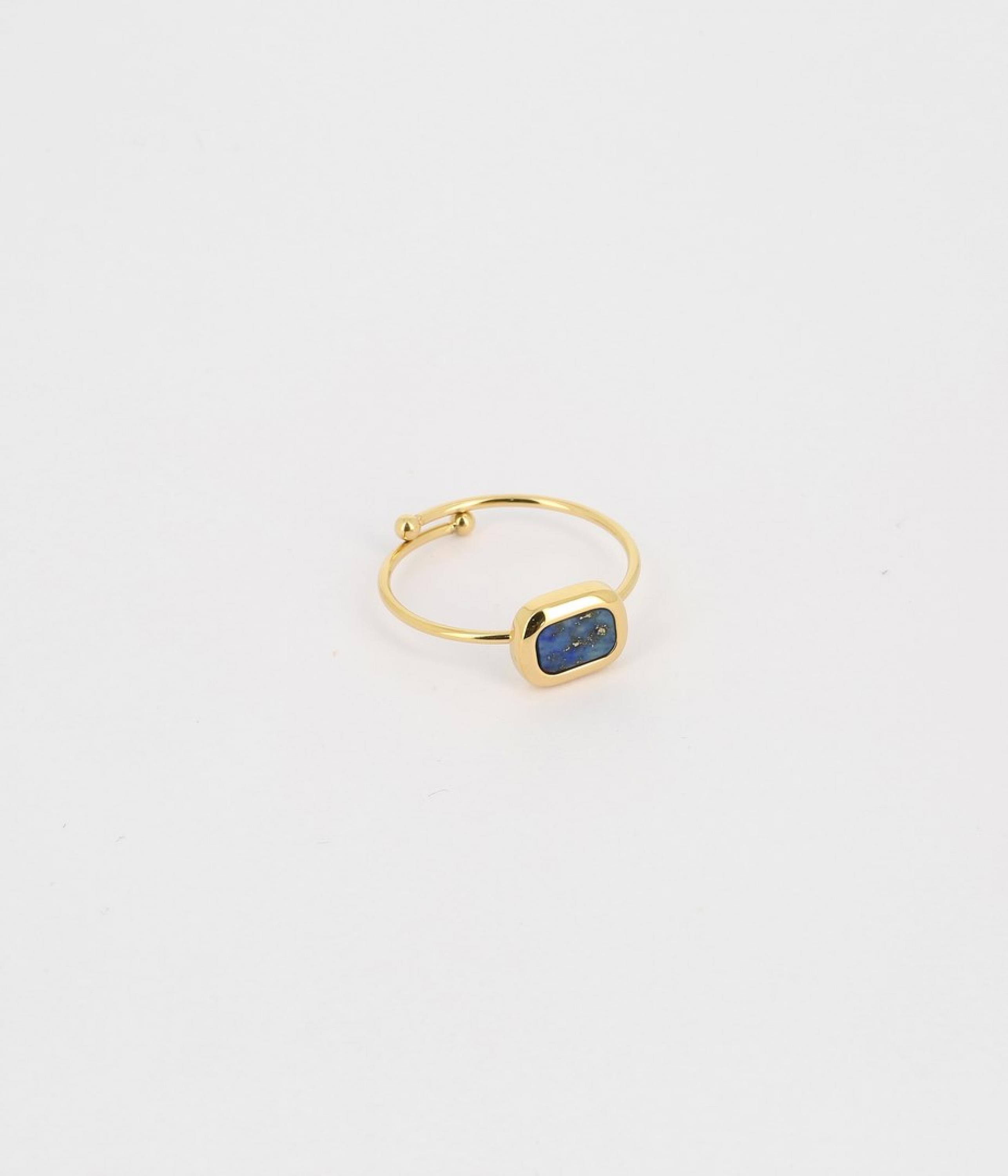 Zag Bijoux Ring kl. oveales Plättchen dunkelblau/gold
