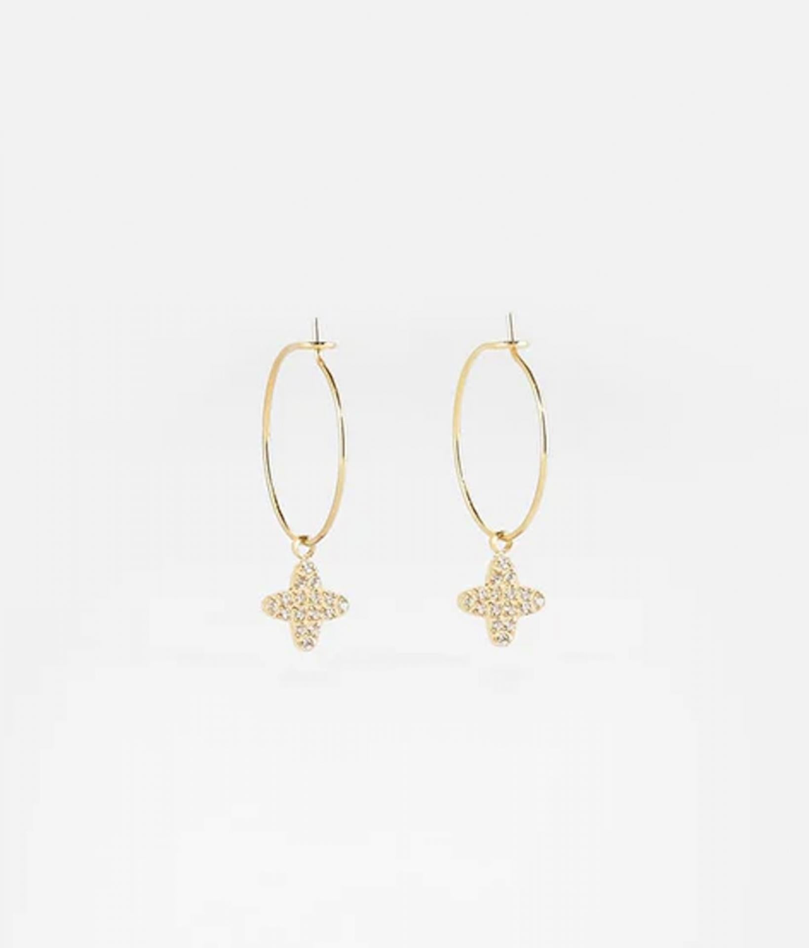 goldener schmaler Ohrring mit Sternförmigen glitzer Anhänger von der Marke Zag bijoux
